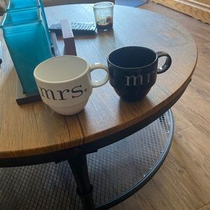 Mr and Mrs coffee or tea mugs nice for a wedding or anniversary, black and white
